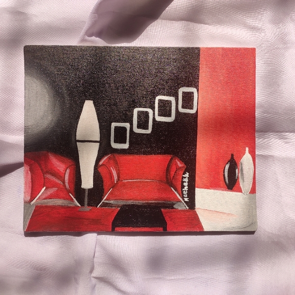 SaMae Other - Red living room canvas painting